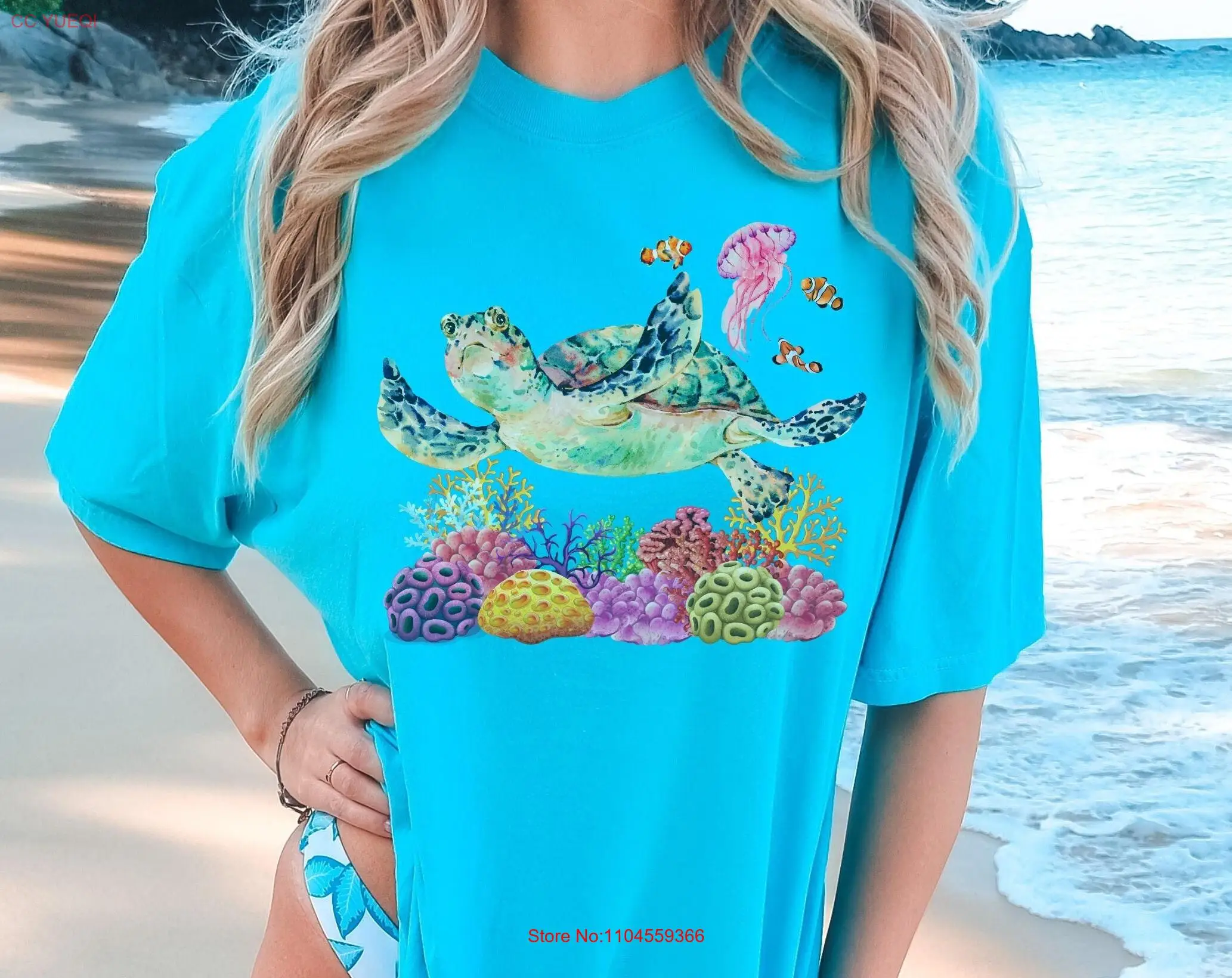 Sea Turtle T Shirt Comfort Colors Beachy Vacay Summer Vacation Lover for Ocean Animal Cute and Jellyfish