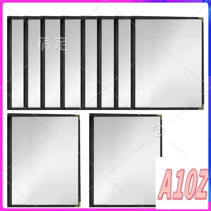 0Z-12 Pack Cafe Style Menu Cover A4 Menu Protective Case Double Stitch Edge (Black, 2 Pages/4 Views - 8.5 Inch X 11 Inch)
