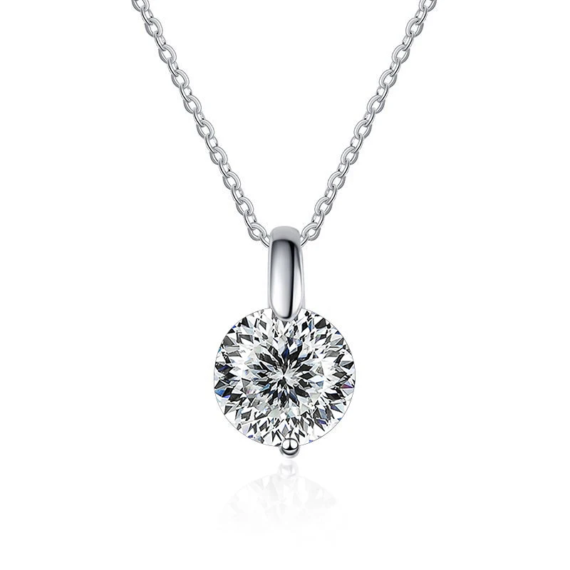 Butterflykiss 100 Faced Cut Real Moissanite Necklace Diamond Pendant S925 Sterling Silver 40+5cm Chain Fine Jewelry For Women