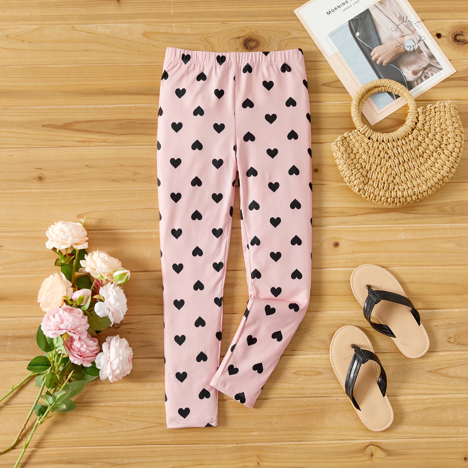 PatPat Eco-friendly RPET Fabric Toddler/Kid Girl Heart Print/Polka dots Elasticized Leggings