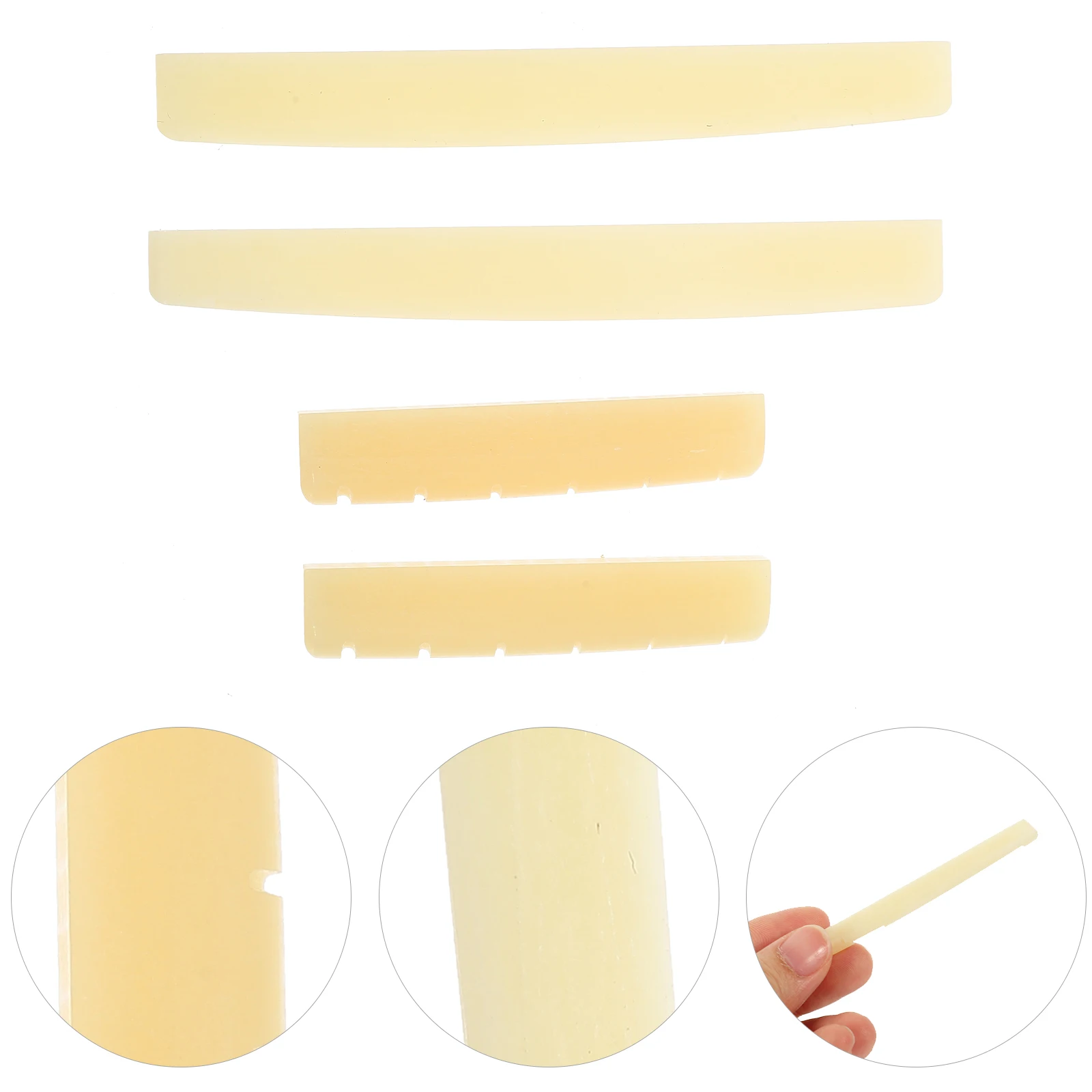 

2 Sets 43mm Guitar Bridge Saddle Nut Bone Acoustic Bass Saddles Parts Pillow Durable Practical Lightweight Adjustable String
