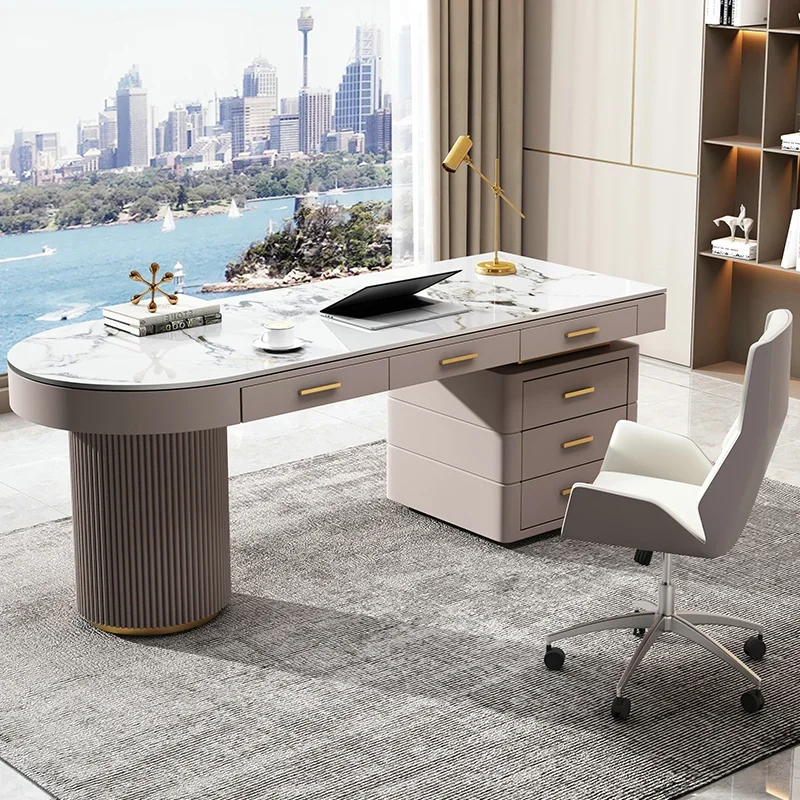 

Rock Slab Modern Office Desks With Drawers Storage Asthetic Standing Computer Desks Work Bedroom Scrivania Office Furniture