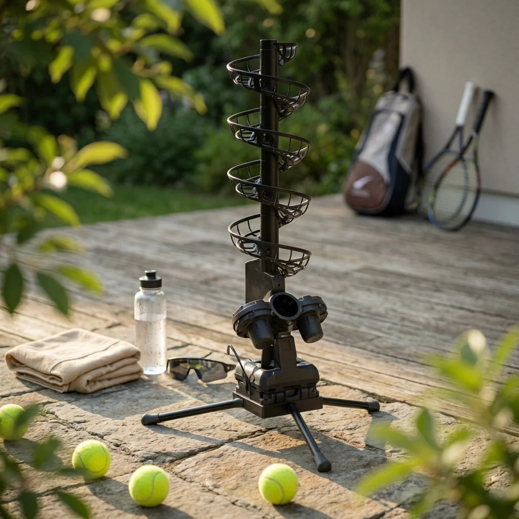 Oscillating Tennis Serving Machine Portable Adjustable Angle Serve Launcher with Carrying Bag for Court Training