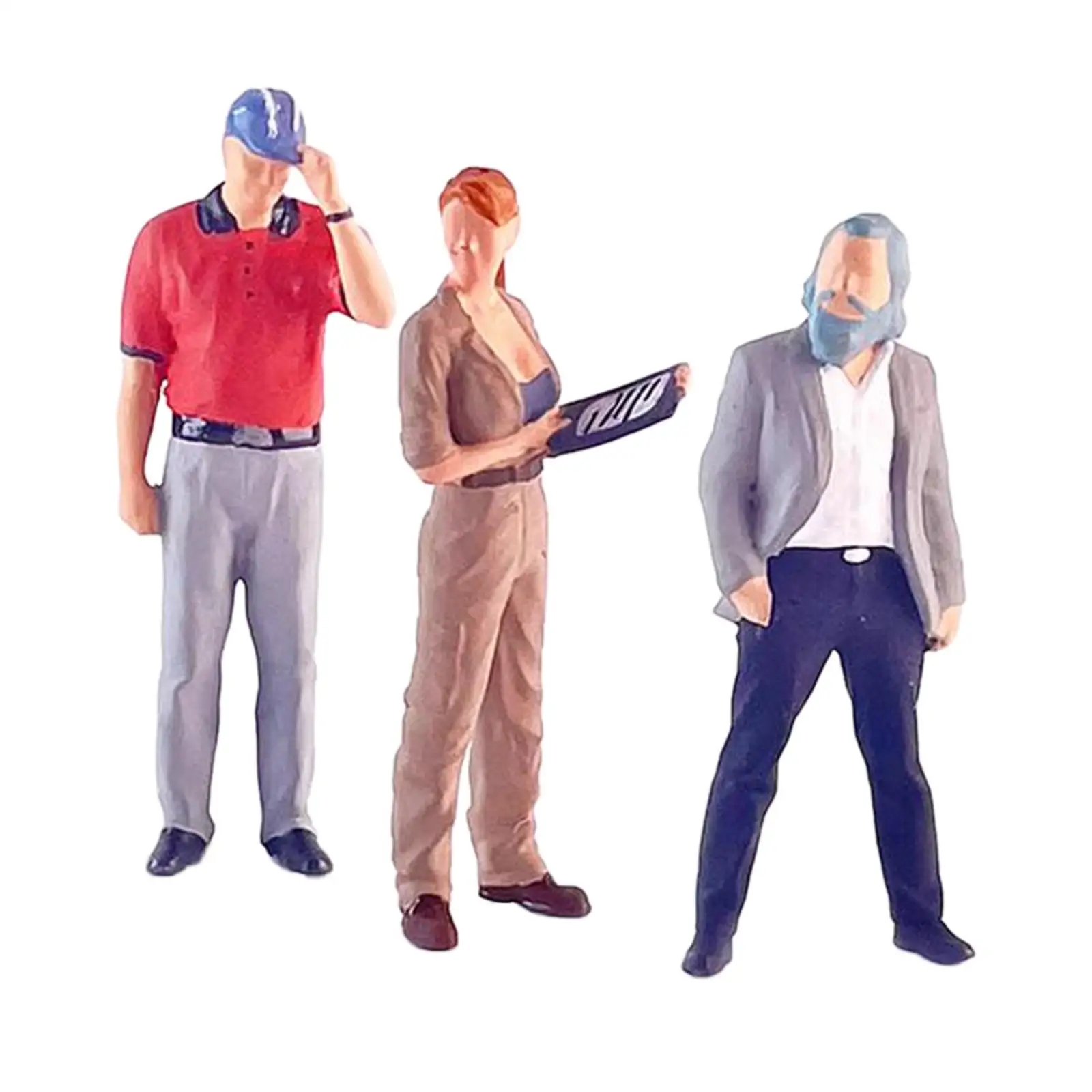 Modèle de chapeau pour garçons et filles, 3 pièces, Dioramas à collectionner, modèle de personnes minuscules en résine, costume pour bricolage, aménagement de gare de scène, 1/64