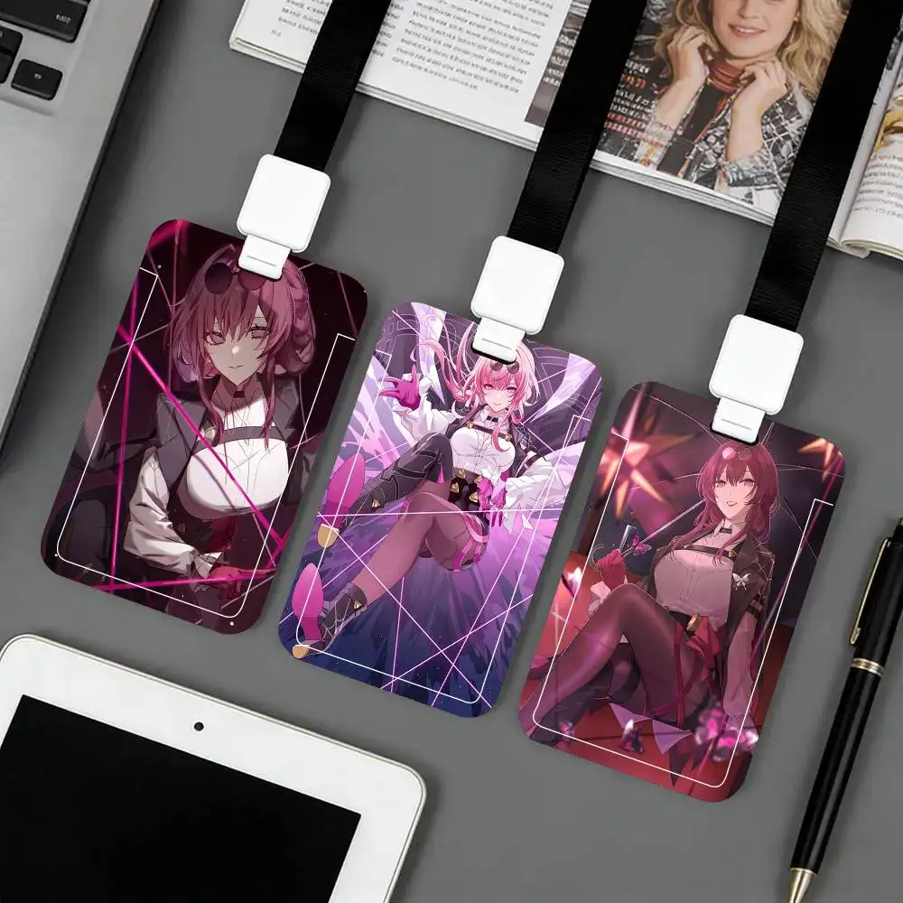 Kafka Animated Game Honkai Star Rail Black Lanyard Card Holders Student Meal Cards And Campus Ids School