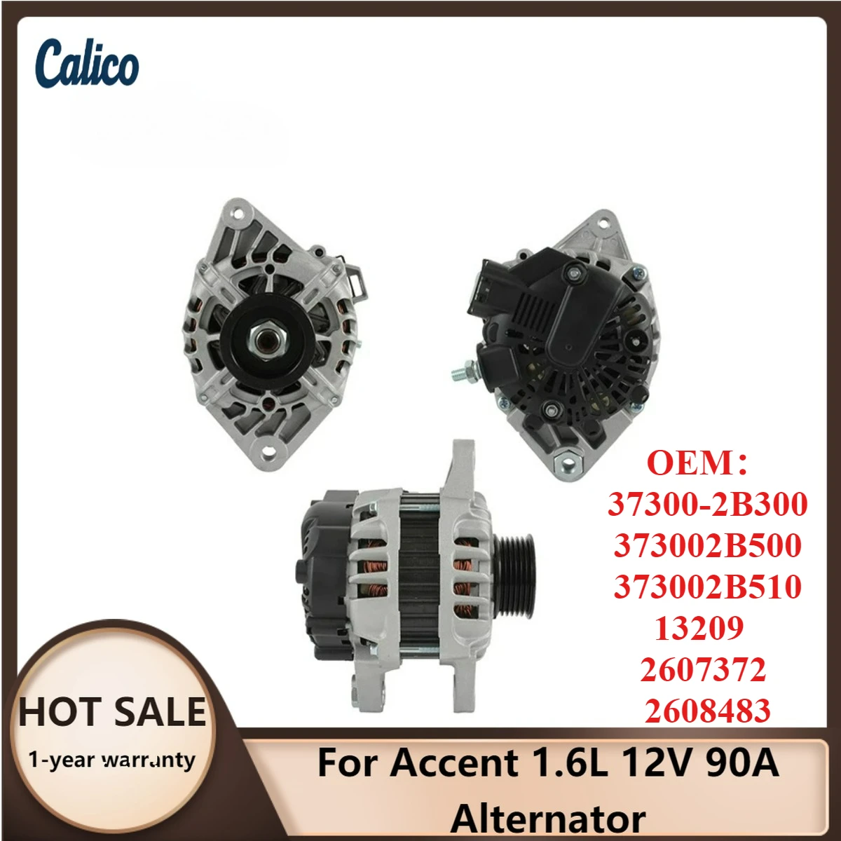 

The Ultimate Details Are Suitable for Accent 1.6L 12V 90A Alternator 37300-2B300 373002B500 373002B510 13209 2607372 2608483