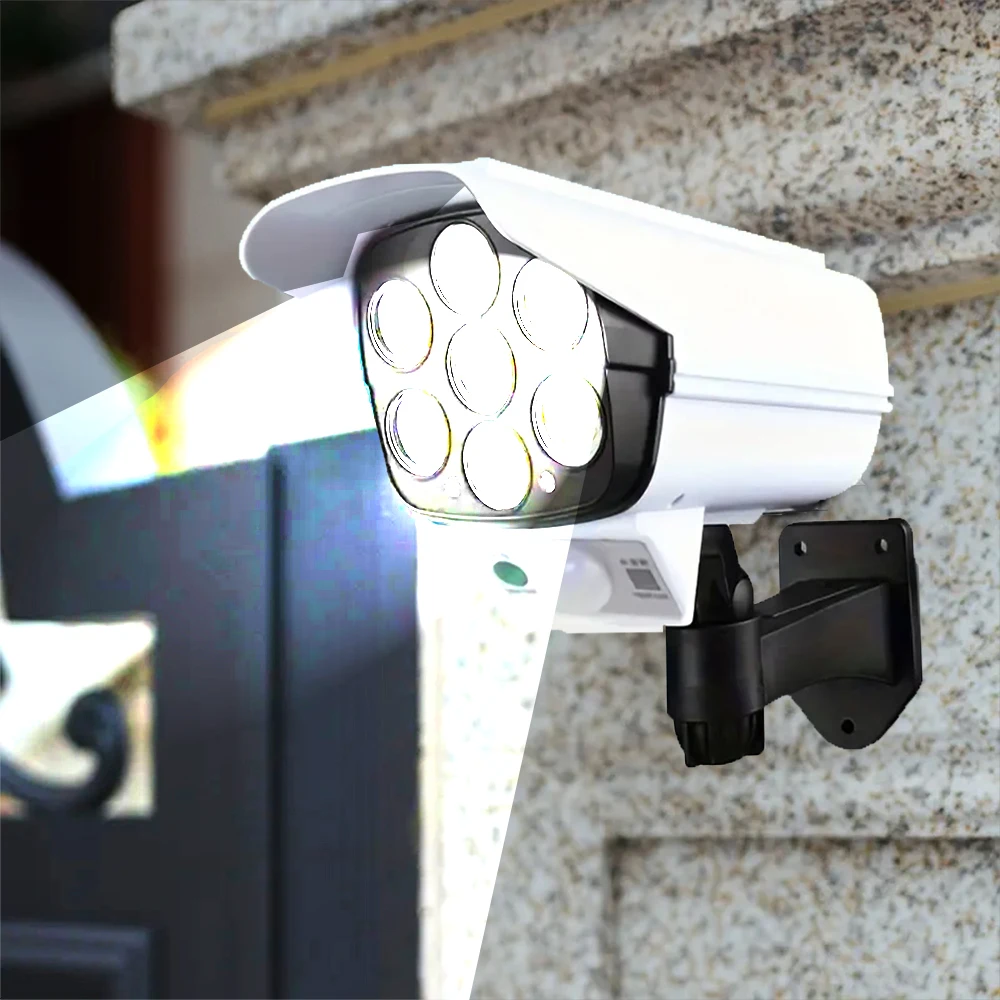 Outdoor Solar Lights With Motion Sensor Remote Controller FloodLights Wireless 77LED Fake Security Camera for Garden Decoration