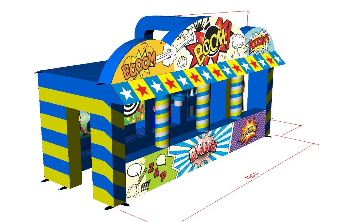 Nuovo arrivo grande cabina tenda gonfiabile carnevale 4 in 1 gioco sportivo interattivo per bambini e adulti