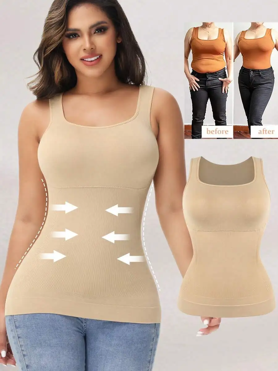

Women Square Neck Compression Camisole Vest For Tummy Control And Waist Shaping Slimming Body Shaper