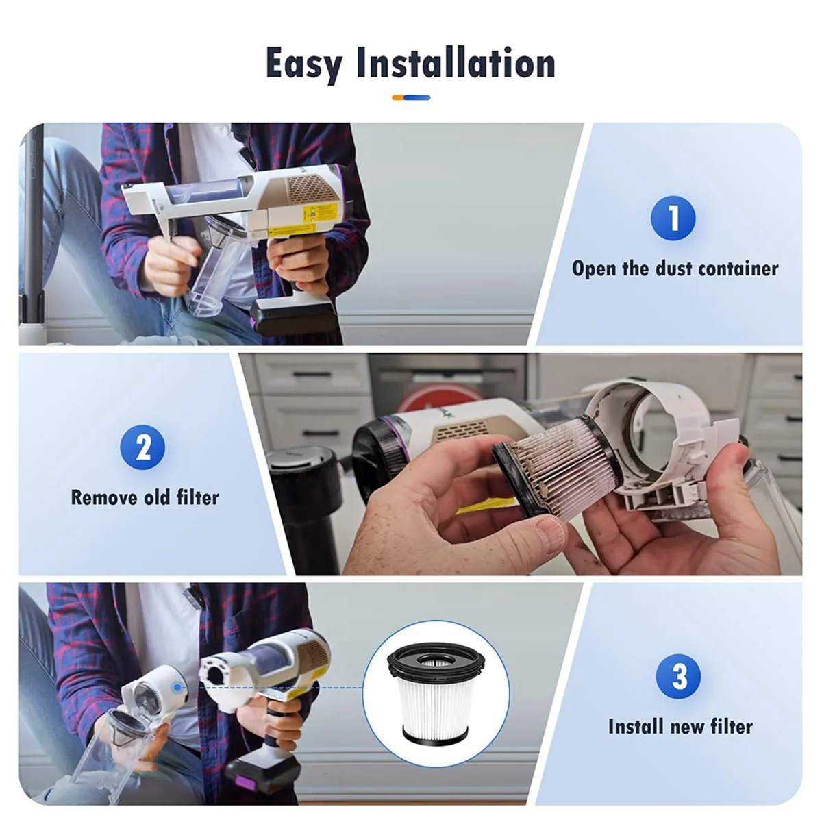 4 Pak filter HEPA pengganti untuk Shark, IW3511 dan IW1111 deteksi Pro ringan tanpa kabel pembersih vakum
