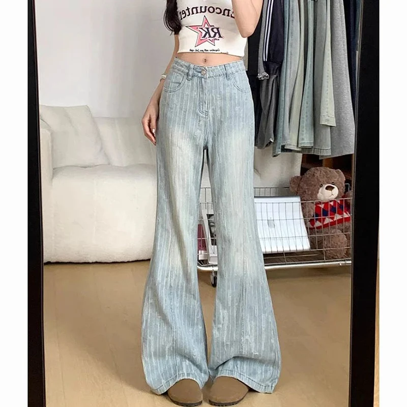 

New Designer Women Straight Leg Jeans Female High Waist Solid Denim Pants Girls Chic Fashion Leisure Baggy Trousers