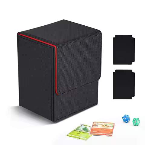 Large Size For 80+ Sleeved Cards, Commander Card Deck Box Single Sleeved Cards, PU Leather Strong Magnet Card Deck Case For TCG