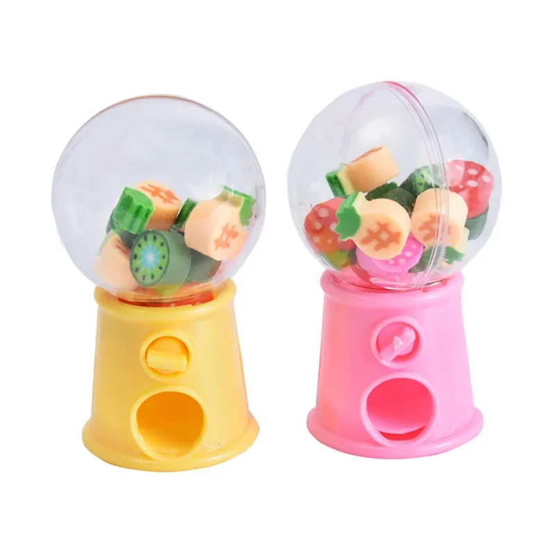 12pcs/set Mini Fruit Animals Erasers Cute Gashapon Machine Erasers for Kids Kawaii Stationery Correction Tool Office Supplies