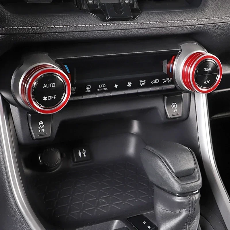 2pcs Center Console A/C Control Knobs Decoration Ring Metal Trim Cover For Toyota 2020-2022 RAV4 WILDLANDER Interior Accessories