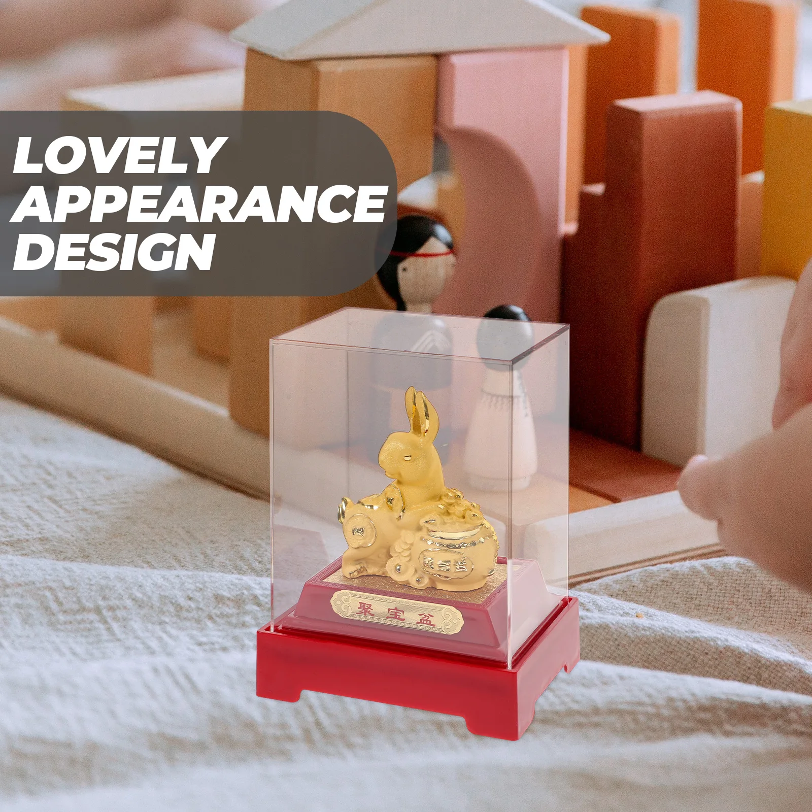 

Figurines Golden Rabbit Ornaments Decoration Puppet Flocked Bunny Cashmere Alluvial Decorations