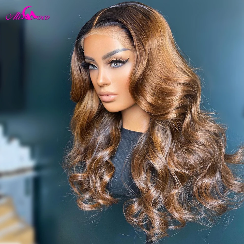 Brown Body Wave 13x4 13x6 Lace Front Wigs Human Hair For Women 5x5 Transparent Lace Front Wigs 200 Density Pre Plucked