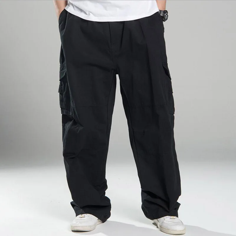 Pantalon cargo droit pour homme avec poches, vêtements optiques High Street, grande taille, 10XL, printemps, hiver, 150kg