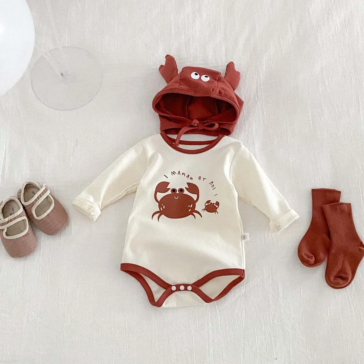 INS Style Infant Romper 2024 Autumn New Korean Version Crab-Shaped Jumpsuit Newborn Baby Clothes