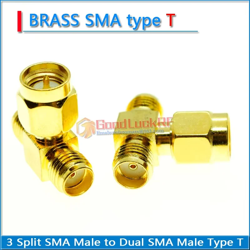 SMA ذكر إلى SMA أنثى التوصيل SMA ثلاثة 3 طريقة الفاصل T-نوع مطلية بالذهب النحاس SMA ذكر إلى SMA ذكر RF محول موصل