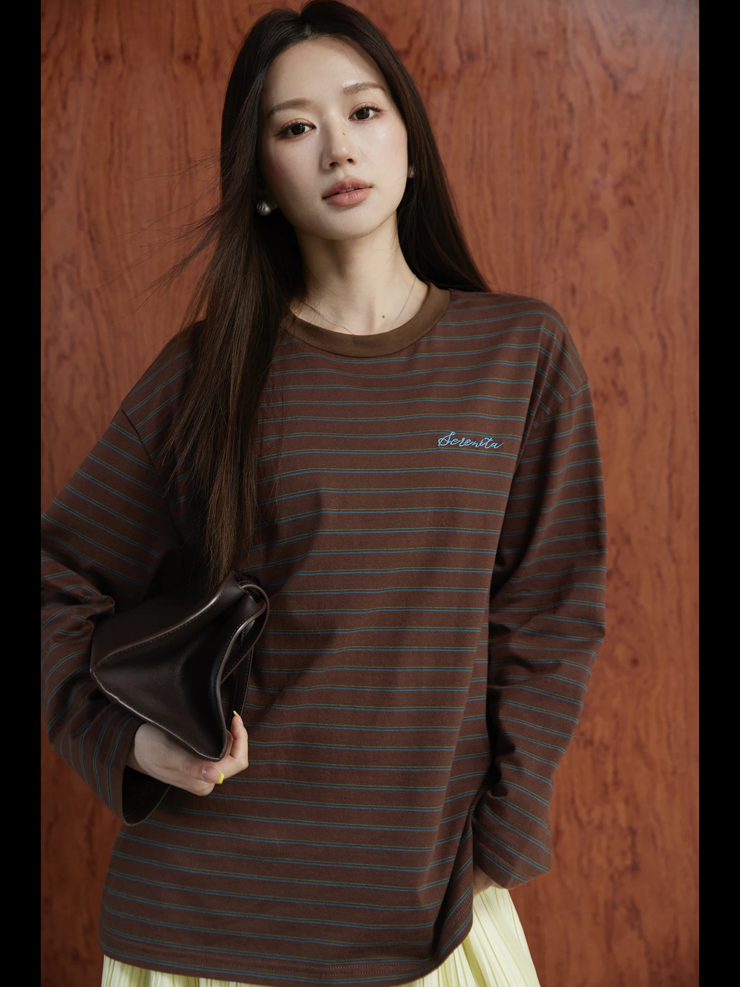 

Футболка с длинным рукавом из 100% хлопка, удобная, приятная для кожи, в стиле ретро, с вышитыми буквами, повседневная, свободного кроя