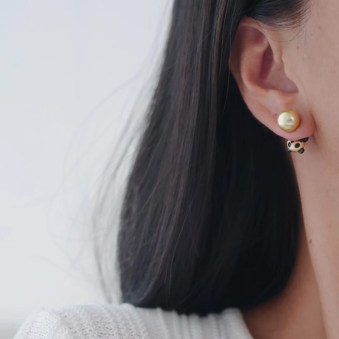 Panda S925 Sterling Silver Earrings Base Findings Mountings Jewelry Mounts Fittings Accessories for 9-10mm Pearls 3 pairs/lot