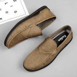 Black Khaki Casual Shoes for Men Comfortable Mens Popular England Moccasins Loafer Breathable Youth Fashion Driving Shoes