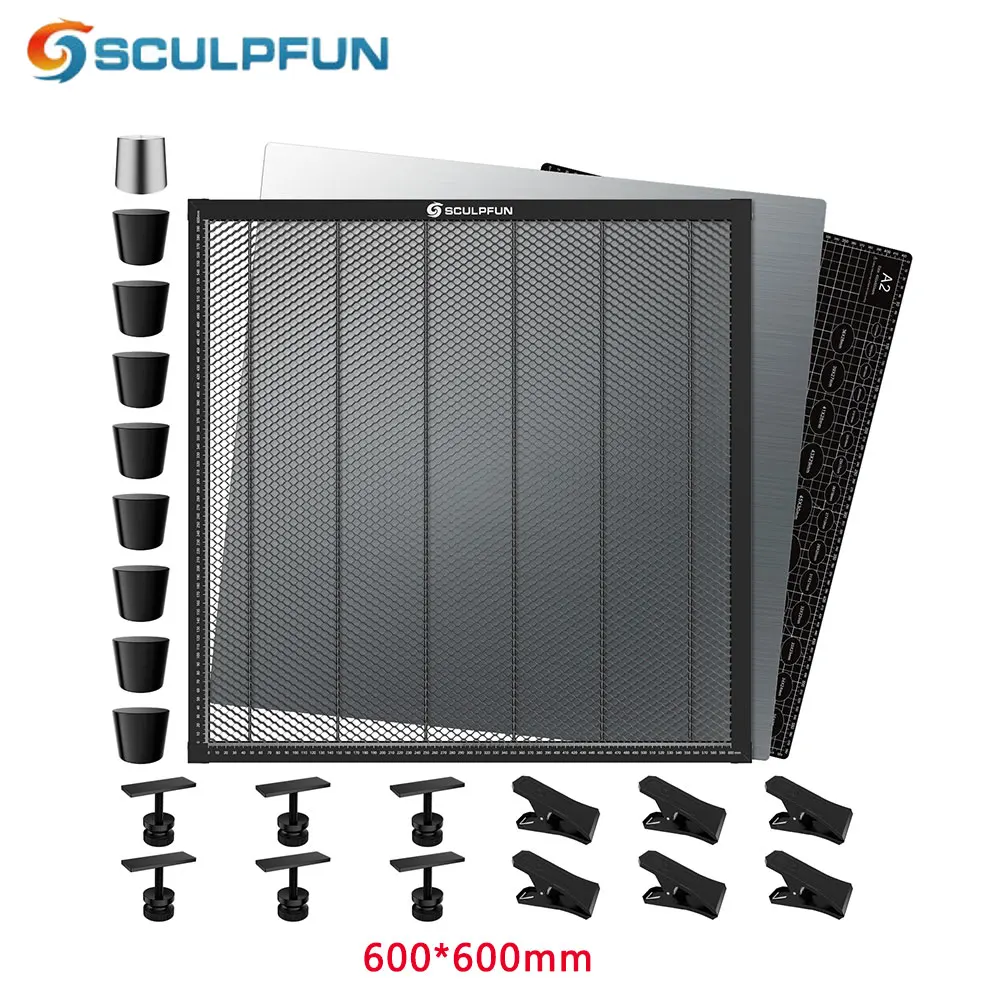 

SCULPFUN 600x600mm Honeycomb Panel Workbench With a Metal Desktop Protection Plate for Diode CO2 Laser Engraving Machine