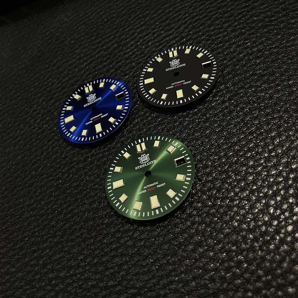 STEELDIVE Official Original Dial Black/Green/Blue C3 Green Luminous SD1970 Abalone Dial