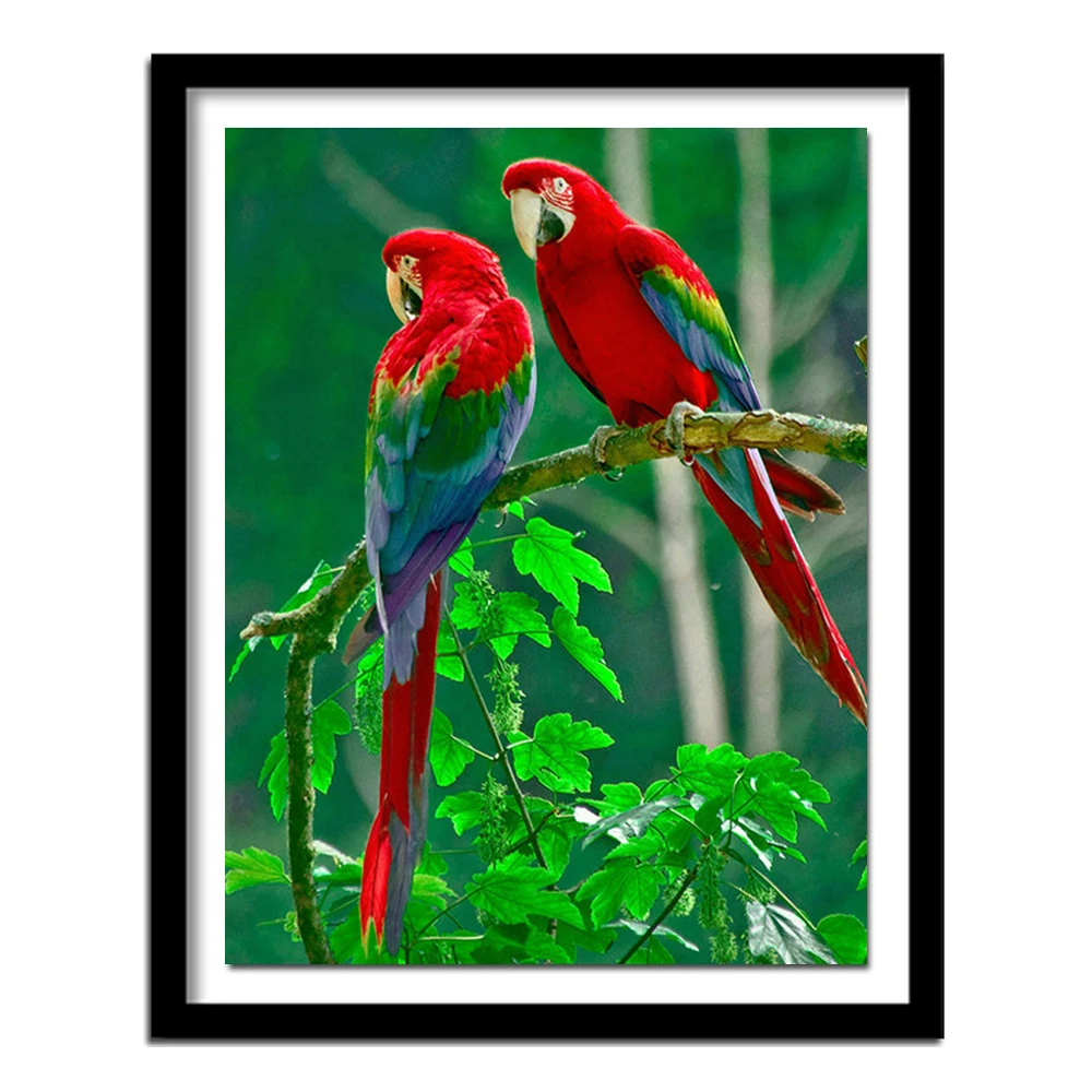 Diamond embroidery red parrots lovers 3D Diamond  Needlework Pattern Home Decor DIY Diamond painting Cross stitch animals