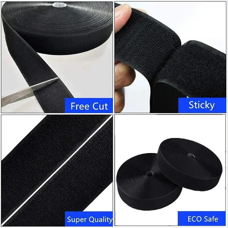 20-50mm Black White Hook and Loop Non-Adhesive Hook Loop Fastener Tape Sewing Magic Tape Sticker Strap Couture Strip Clothing