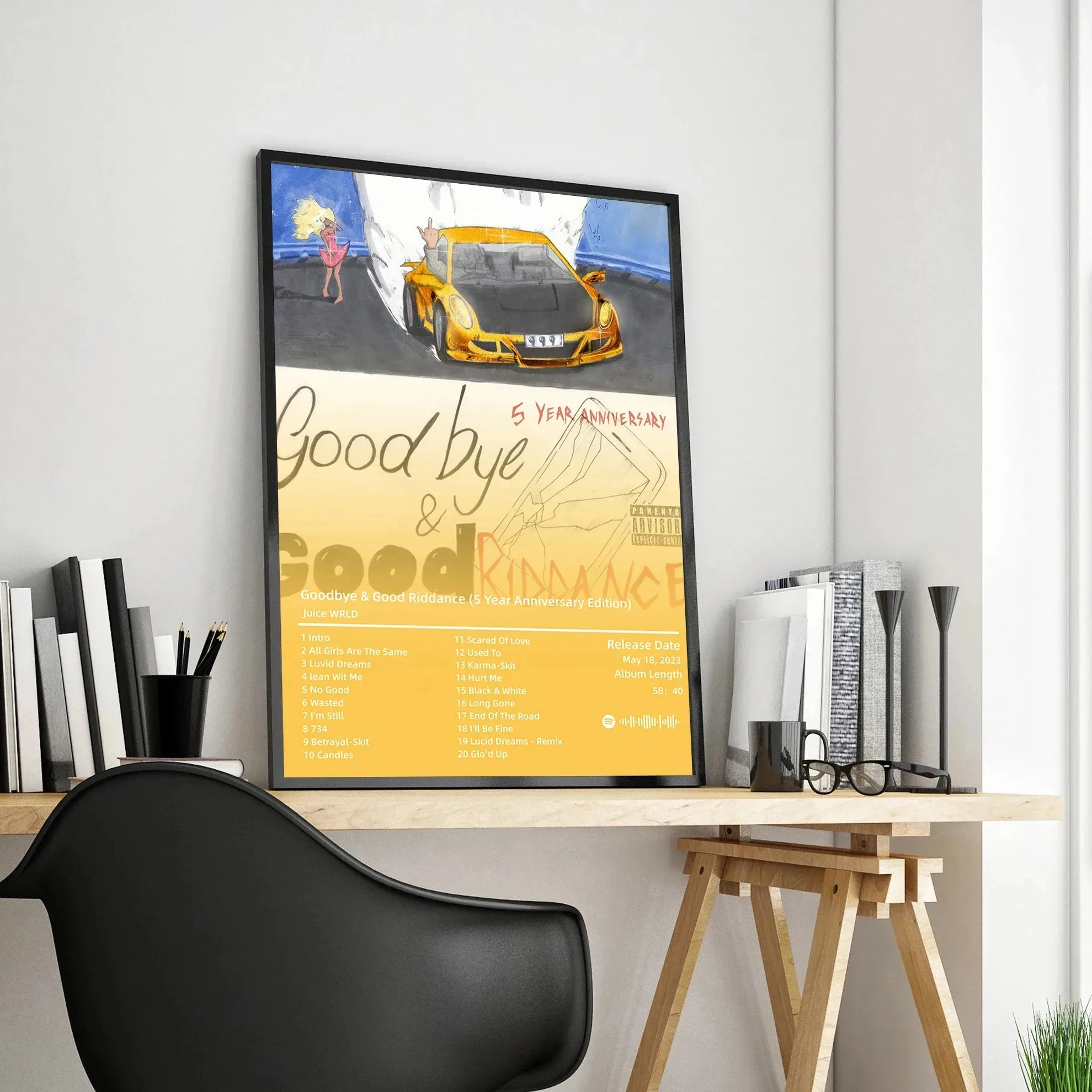 عصير WRLD ألبوم قماش الفن لديكور الغرفة ، مجموعة ملصقات جيدة فقط ريدانس ، موسيقى الراب ، الهيب هوب ، سباق الموت للحب ، جدار الفن