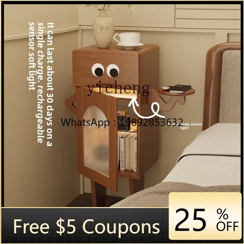 

H3-19 solid wood robot bedside table sofa side side living room locker creative bedside table