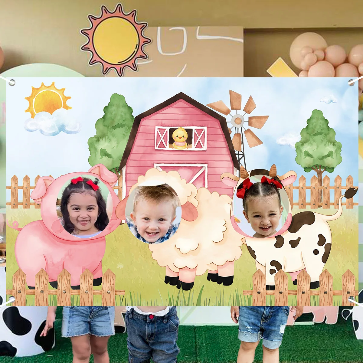 Farm Animal Birthday Photo Background Happy Birthday Party Decoration Kids Farm Theme Birthday Party Supplies Backdrop Cloth