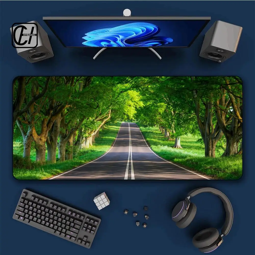 Landscape green mouse pad oversized eye protection green plant healing study room field desk mat wrist pad desk mat HYBXXC