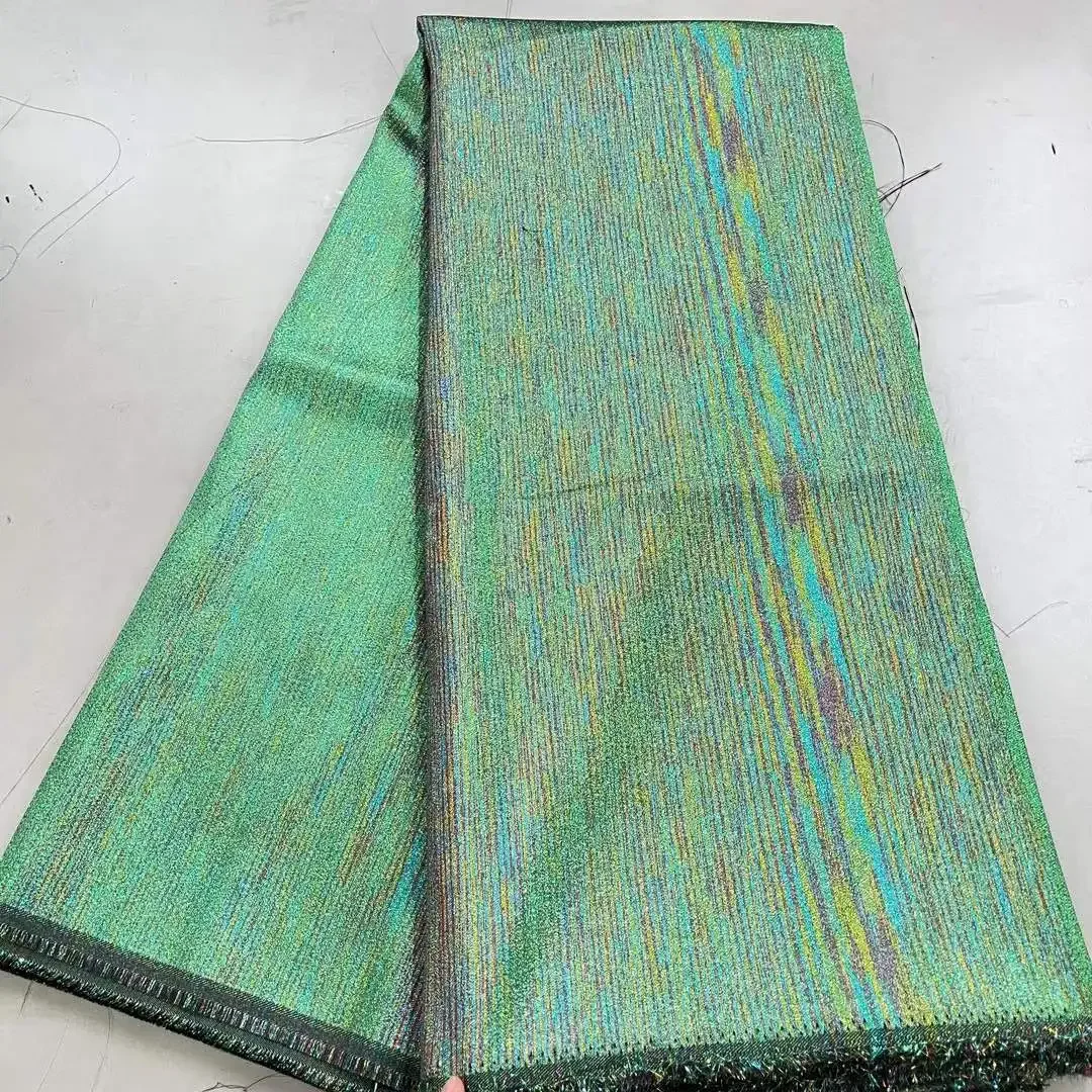 

2025 High Quality Luxury Nigerian Colours Gild Brocade Lace Fabric African Jacquard Lace Fabric Tulle For Woman Holiday AH2166