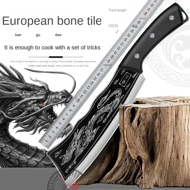 Stainless Steel 8 inch Butcher Knife Forged Kitchen Chopping Knife Handmade Meat Cleaver Chef Cutter for Household With Cover
