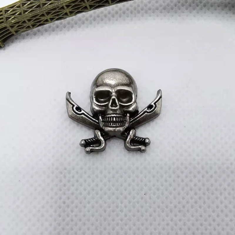 5pcs Antique Silver Skull Pirate Crossed Sword Leathercraft Decorative Metal Stud Rivet Button Conchos