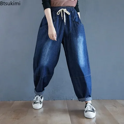 Женские джинсы Btsukimi, полиэстер, винтажный принт
