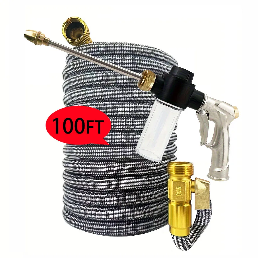 High Quality Expandable Garden Hose with Flexible High Pressure Nozzle Spray Cleaning Gun for Car Washing Durable Outdoor Water