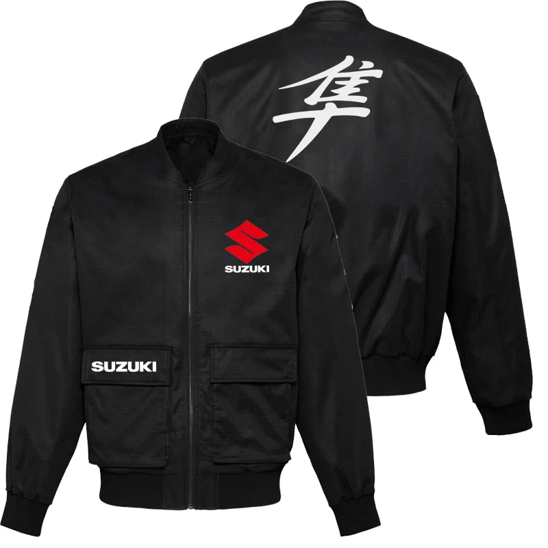 

Men's slim-fit Suzuki riding jacket 3D printed hiking jacket Outdoor cycling logo jacket Multi-pocket top