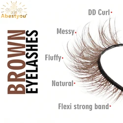 Abestyou 5d 6/7pairs Luxury Brand D Curl Fluffy Brown Colorful Mink Ruassia Volume Messy Lashes Blonde Bronze Dramatic Eyelashes