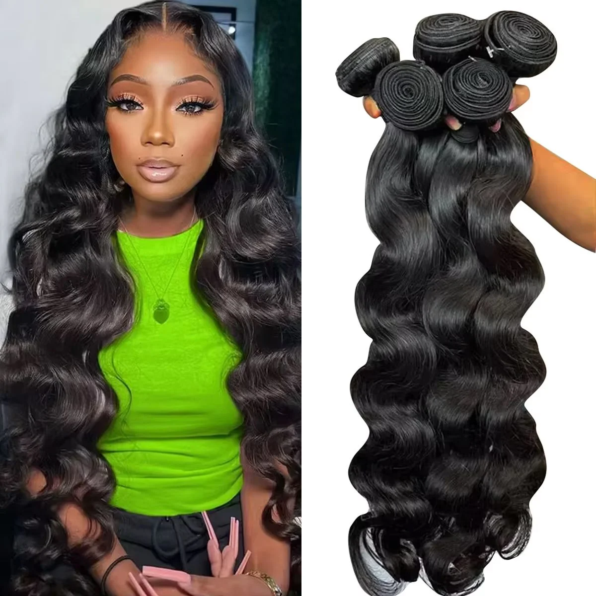 

16A Пучки объемных волн Человеческие волосы 28, 30, 32, 40 дюймов 100% человеческие волосы 4/5/6 Пучки бразильских необработанных волос Плетение наращивания