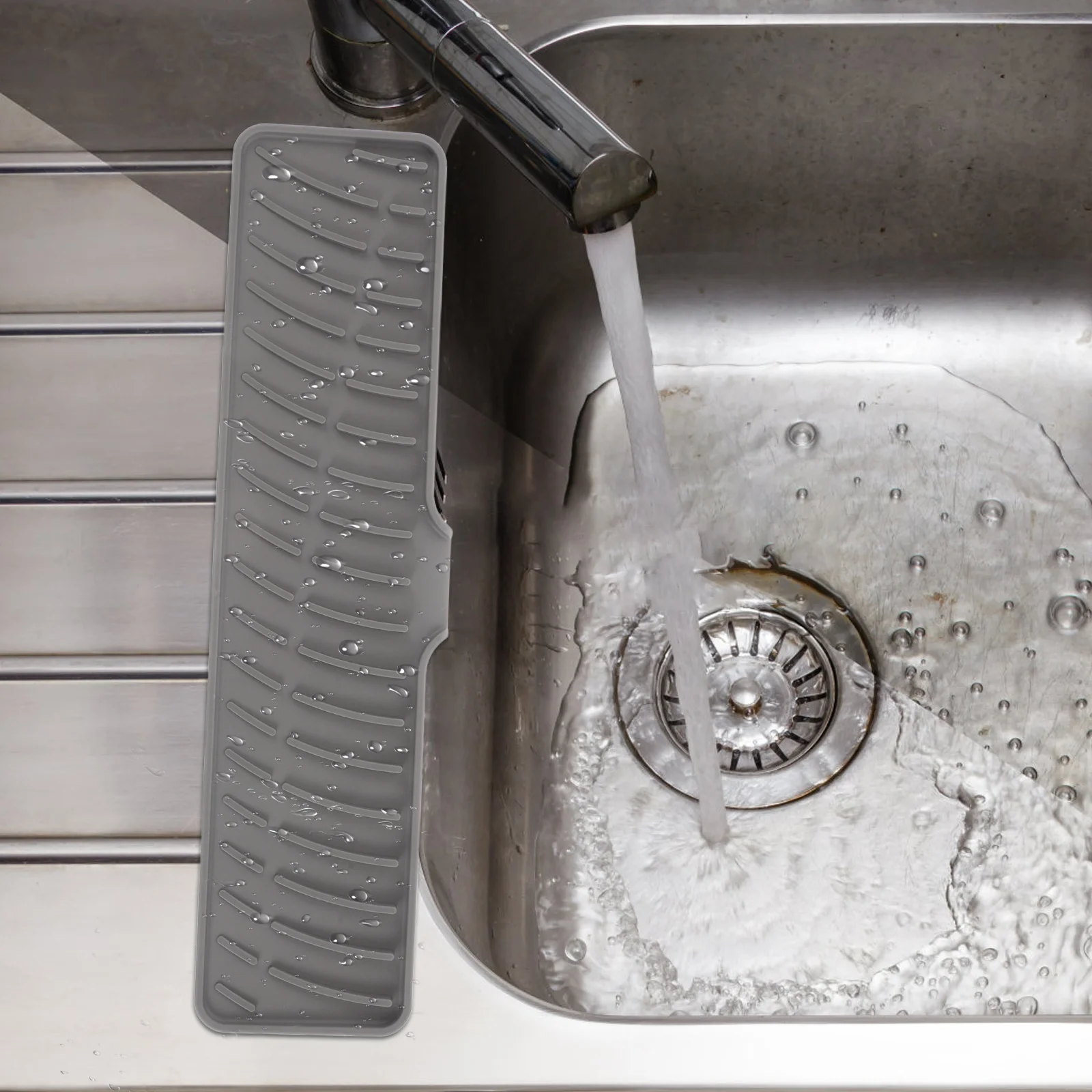 تصريف السيليكون لحوض المطبخ المضادة للانزلاق سريعة الجفاف حامل الإسفنج استنزاف حصيرة المطبخ الأساسية بالوعة المنظم طبق #6