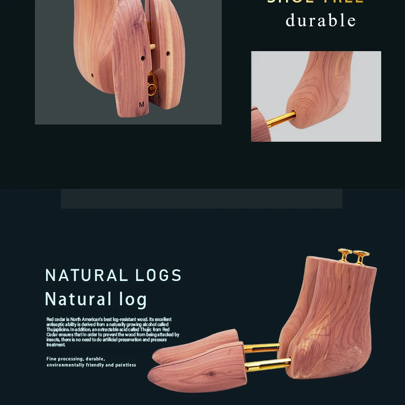 Men's and Women's Single Tube Adjustable Red Cedar Boot Stretcher Wood Shoe Tree