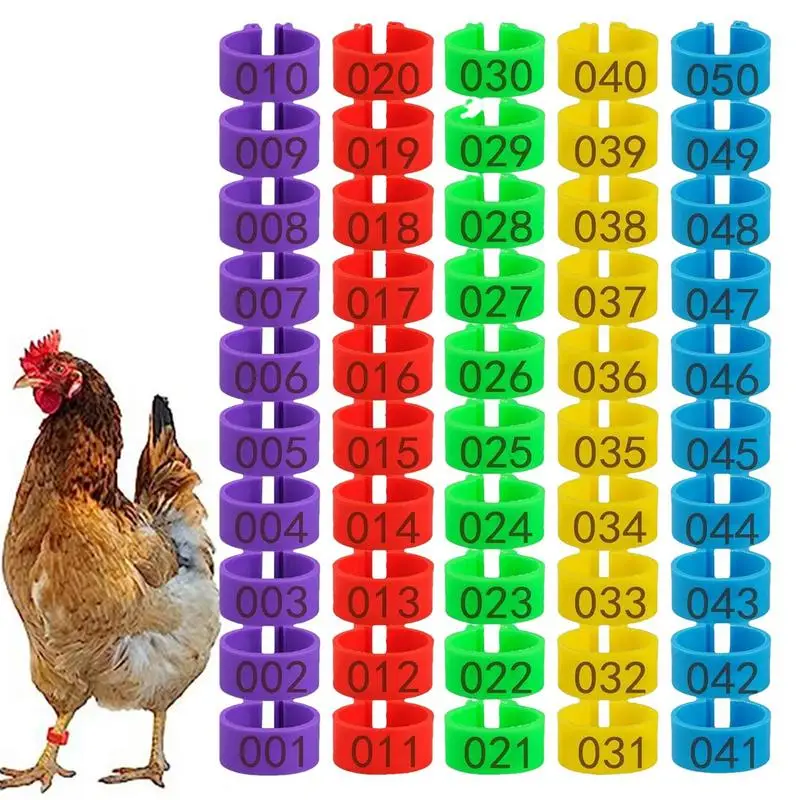 1.6cm 01~50 Chicken Foot Ring Turkeys Quail Foot Ring Easy Install & Remove Manually Poultry Carry Foot Ring 50/100 Pcs