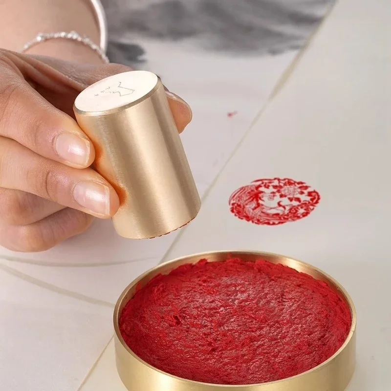 Phoenix Peony 3 × 5cm Gold Stone Seal Carving, Copper Buddha