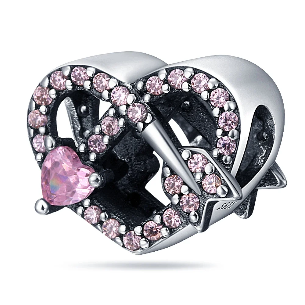 2026 جديد 925 الفضة النقية رومانسية الكلاسيكية زهرة القلب ارتفع حبة سوار DIY بها بنفسك رائعة صنع المجوهرات هدية