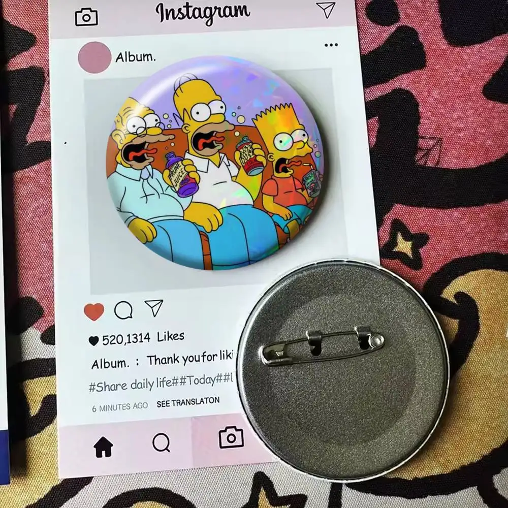 The S-Simpsons ANIME Badge 25 32 44 58 75 mm Round Fans Collect Friends Gifts Brooch Souvenir