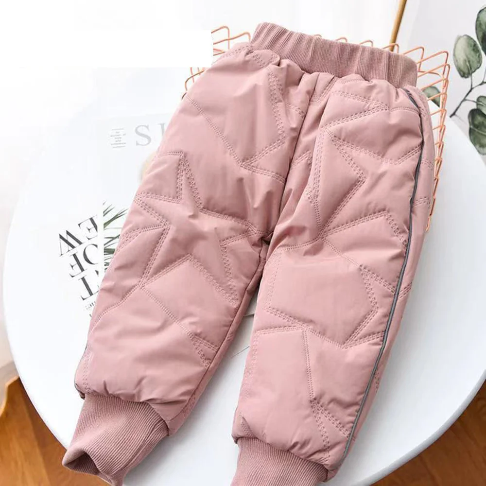 2024 New Autumn Winter Children Leggings Warm Pants Boys Girls Down cotton Trousers Kids Elastic Waist Thick Children\'s Clothes