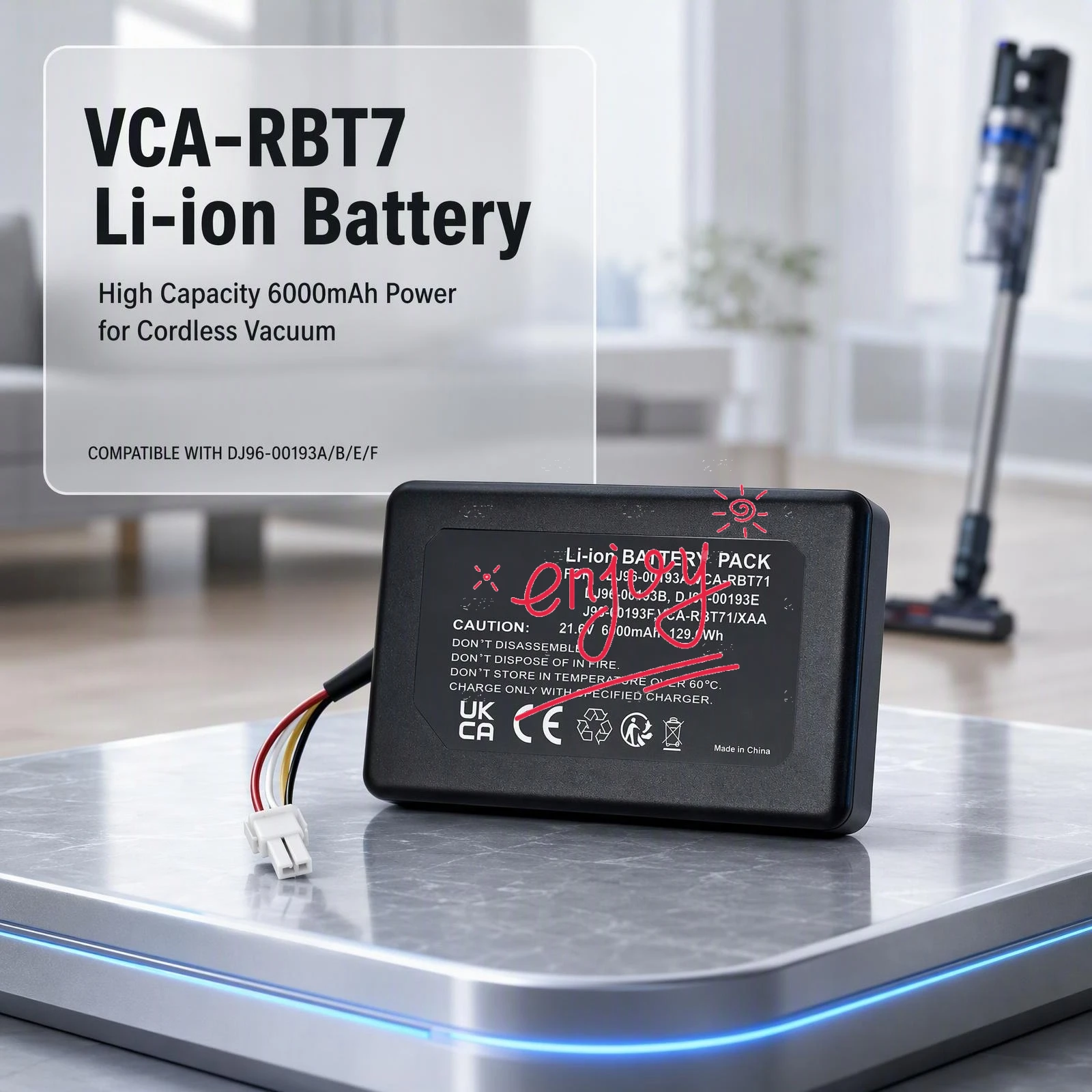VCA-RBT7 5000~7000mAh Replacement Li-ion Battery for Sam sung DJ96-00193A DJ96-00193B DJ96-00193E DJ96-00193F Cordless Vacuum